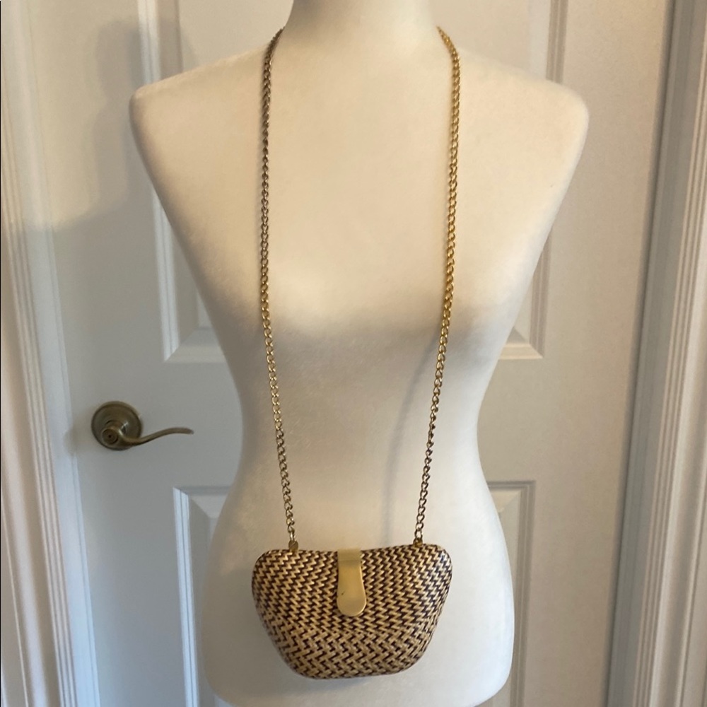 Antique Tan Crossbody Clutch with Woven Texture